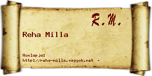 Reha Milla névjegykártya